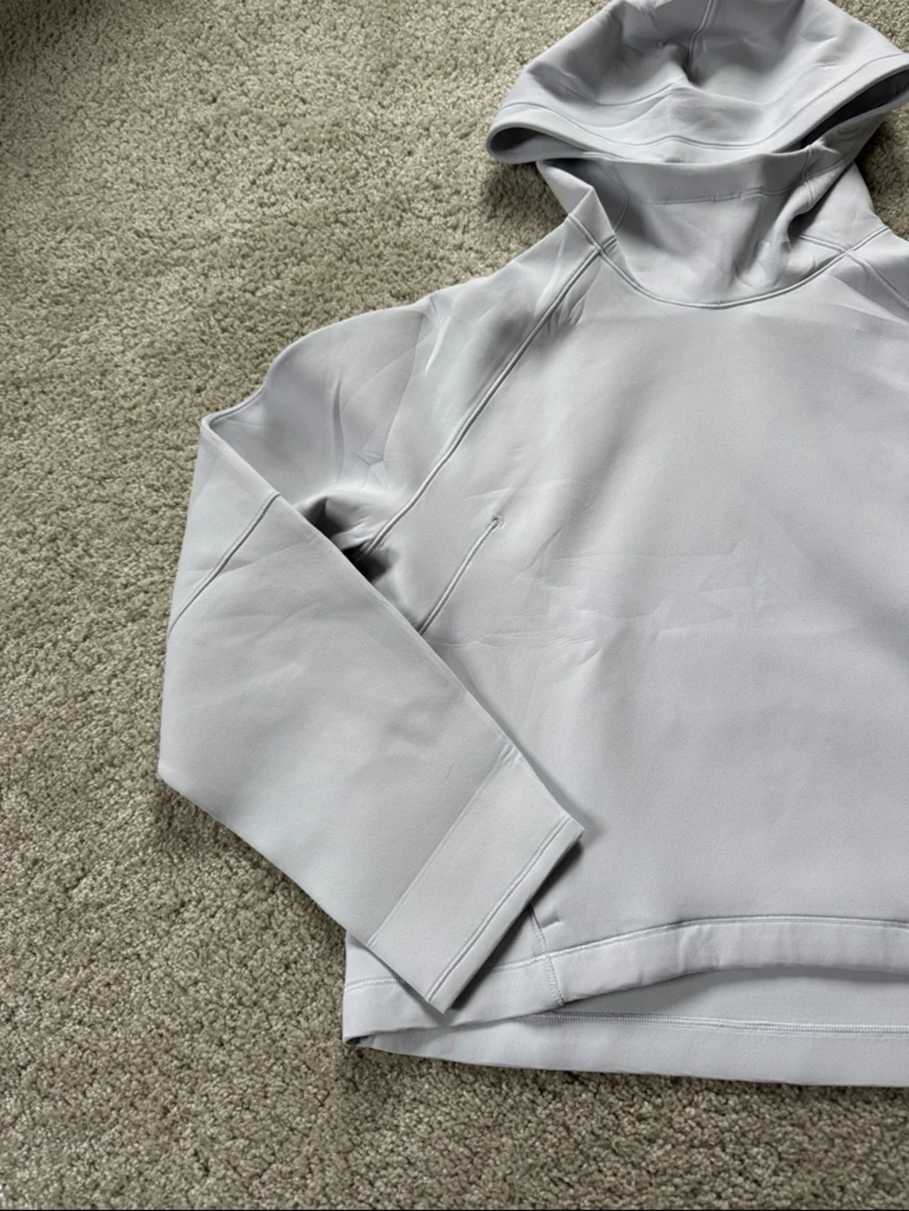 LULULEMON Light Blue Grey Doftstreme Cropped Pullover Hoodie  4/XS - Picture 2 of 4